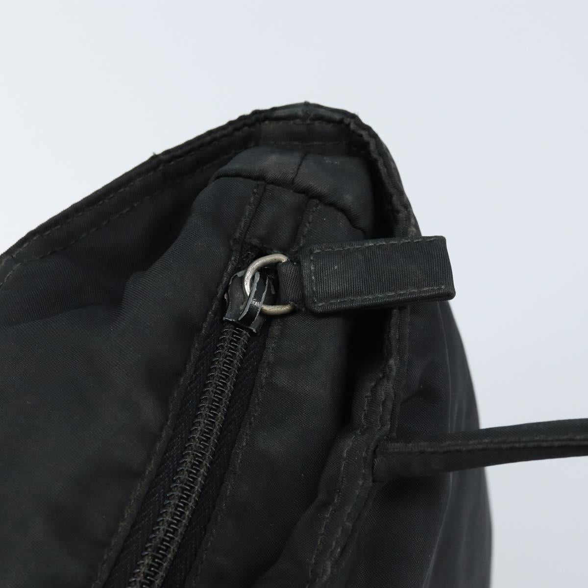 PRADA Tote Bag Nylon Black Silver Auth bs32768