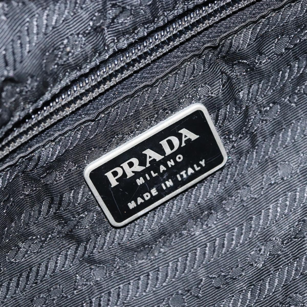 PRADA Tote Bag Nylon Black Silver Auth bs32768