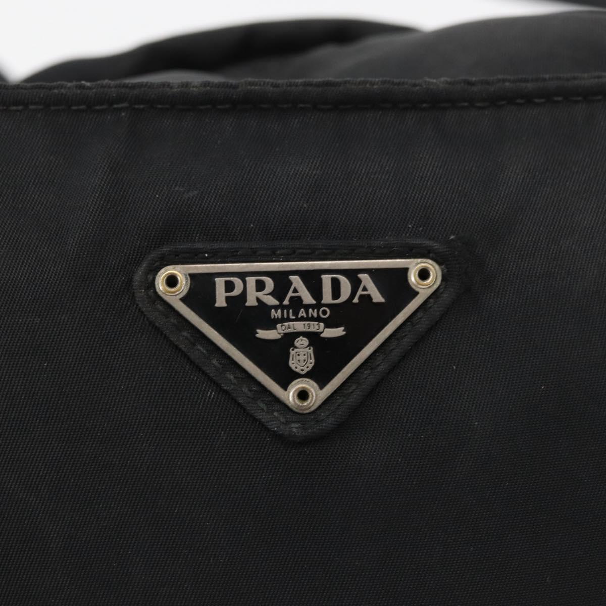 PRADA Tote Bag Nylon Black Silver Auth bs32768