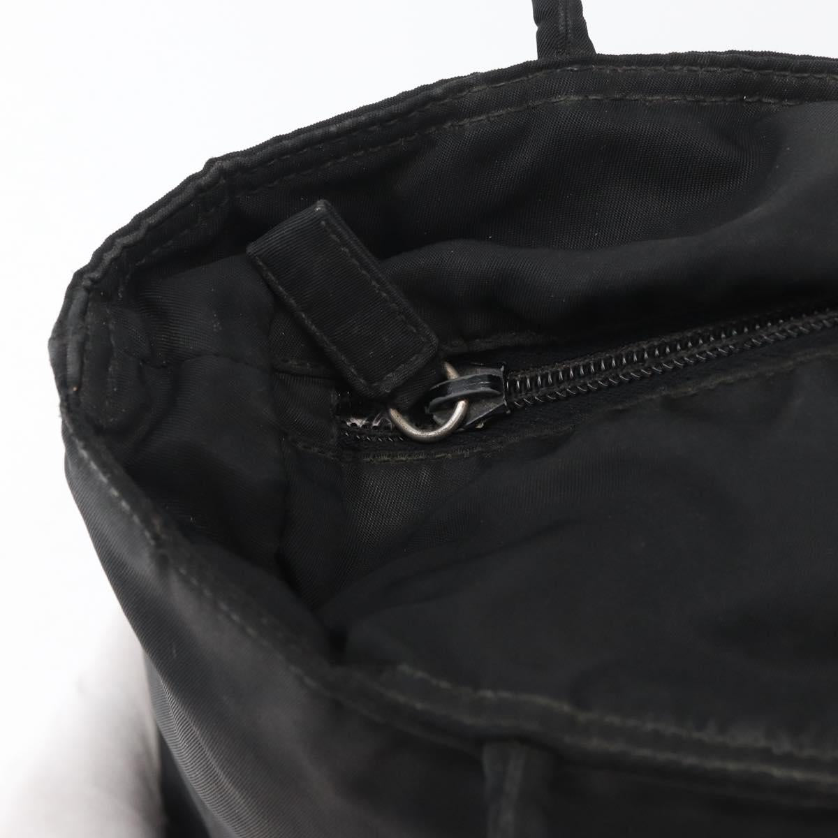 PRADA Tote Bag Nylon Black Silver Auth bs32768
