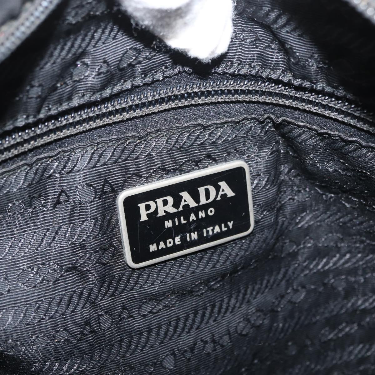 PRADA Tote Bag Nylon Black Silver Auth bs32768