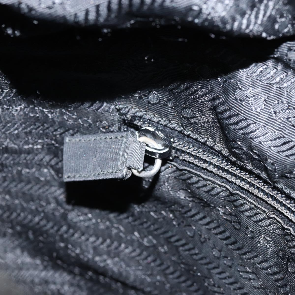 PRADA Tote Bag Nylon Black Silver Auth bs32768