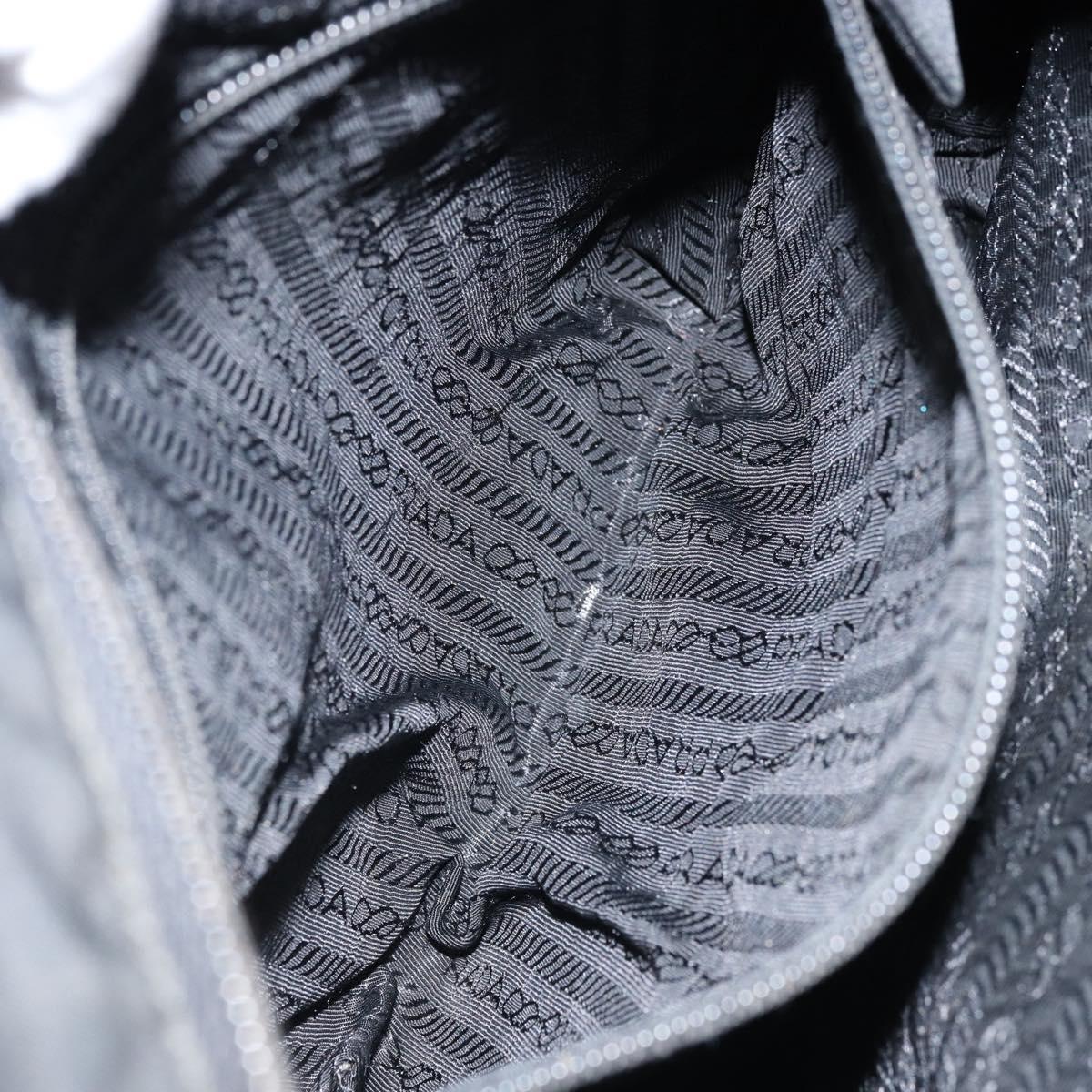 PRADA Tote Bag Nylon Black Silver Auth bs32768