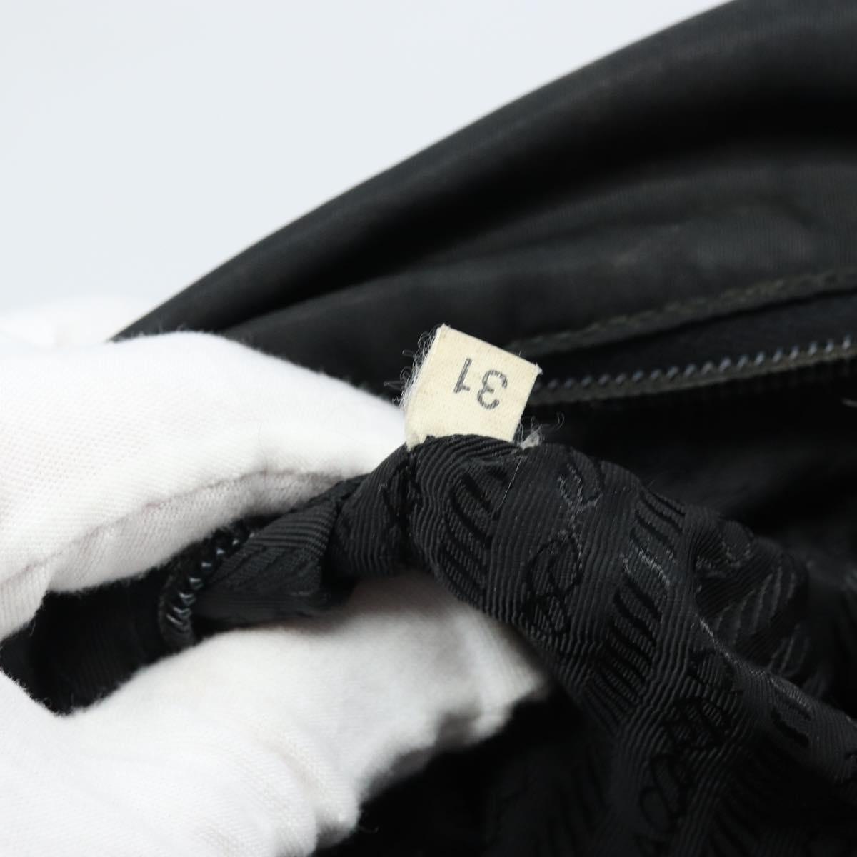 PRADA Tote Bag Nylon Black Silver Auth bs32768