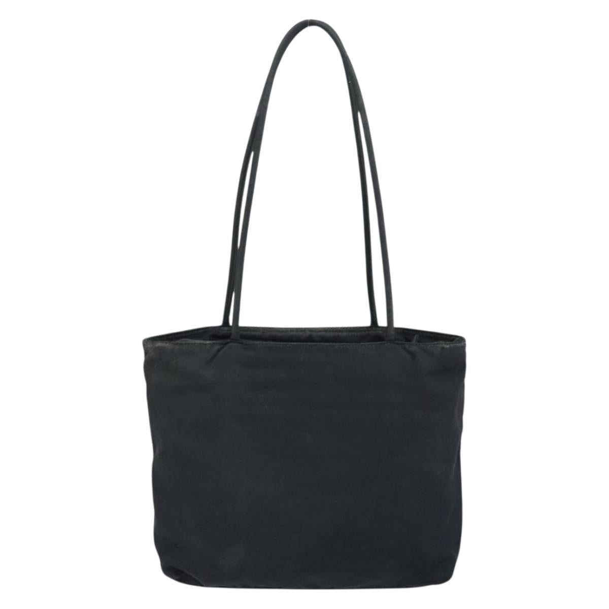 PRADA Tote Bag Nylon Black Silver Auth bs32768