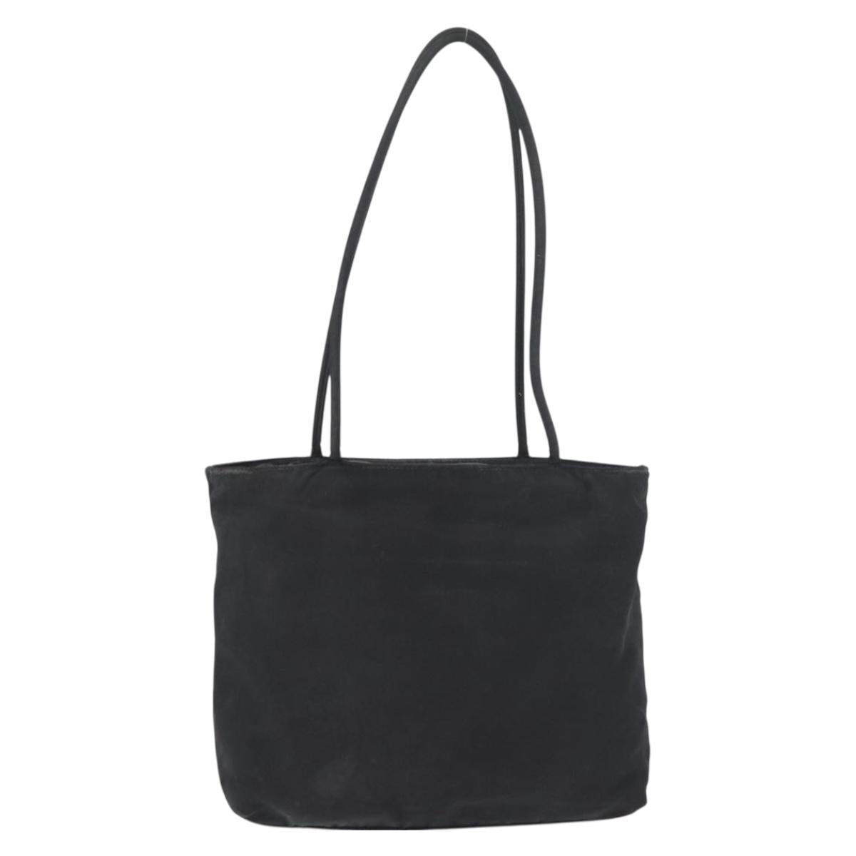PRADA Tote Bag Nylon Black Silver Auth bs32768