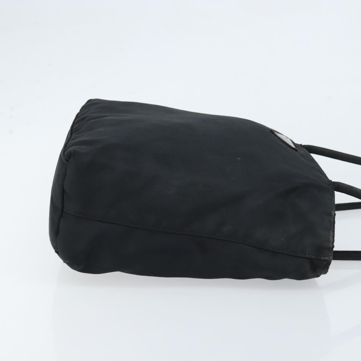 PRADA Tote Bag Nylon Black Silver Auth bs32768
