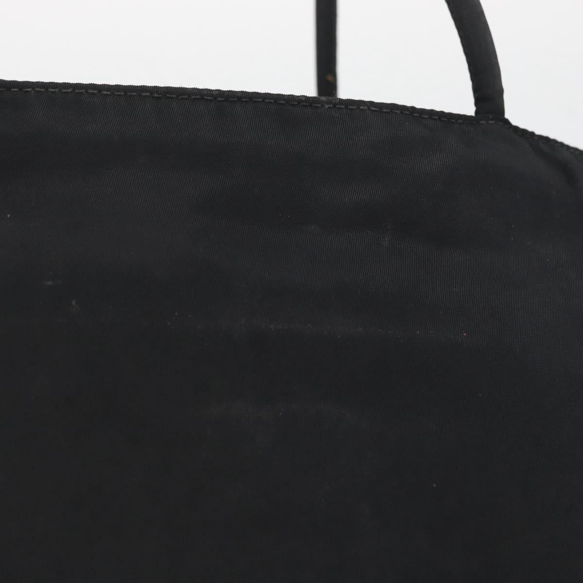 PRADA Tote Bag Nylon Black Silver Auth bs32768
