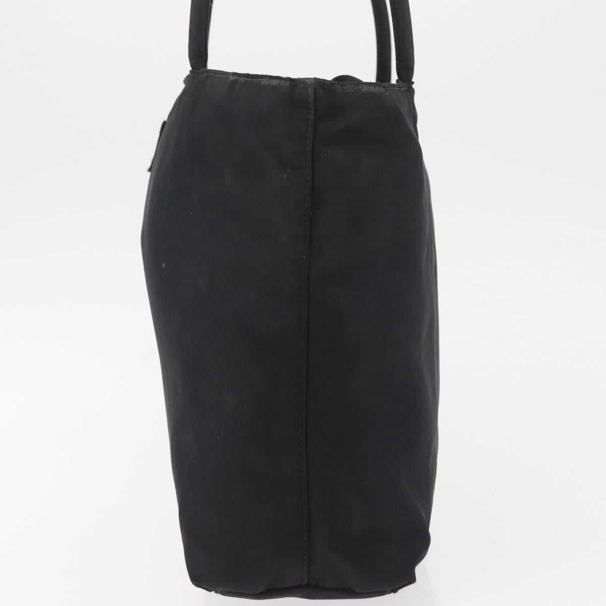 PRADA Tote Bag Nylon Black Silver Auth bs32768