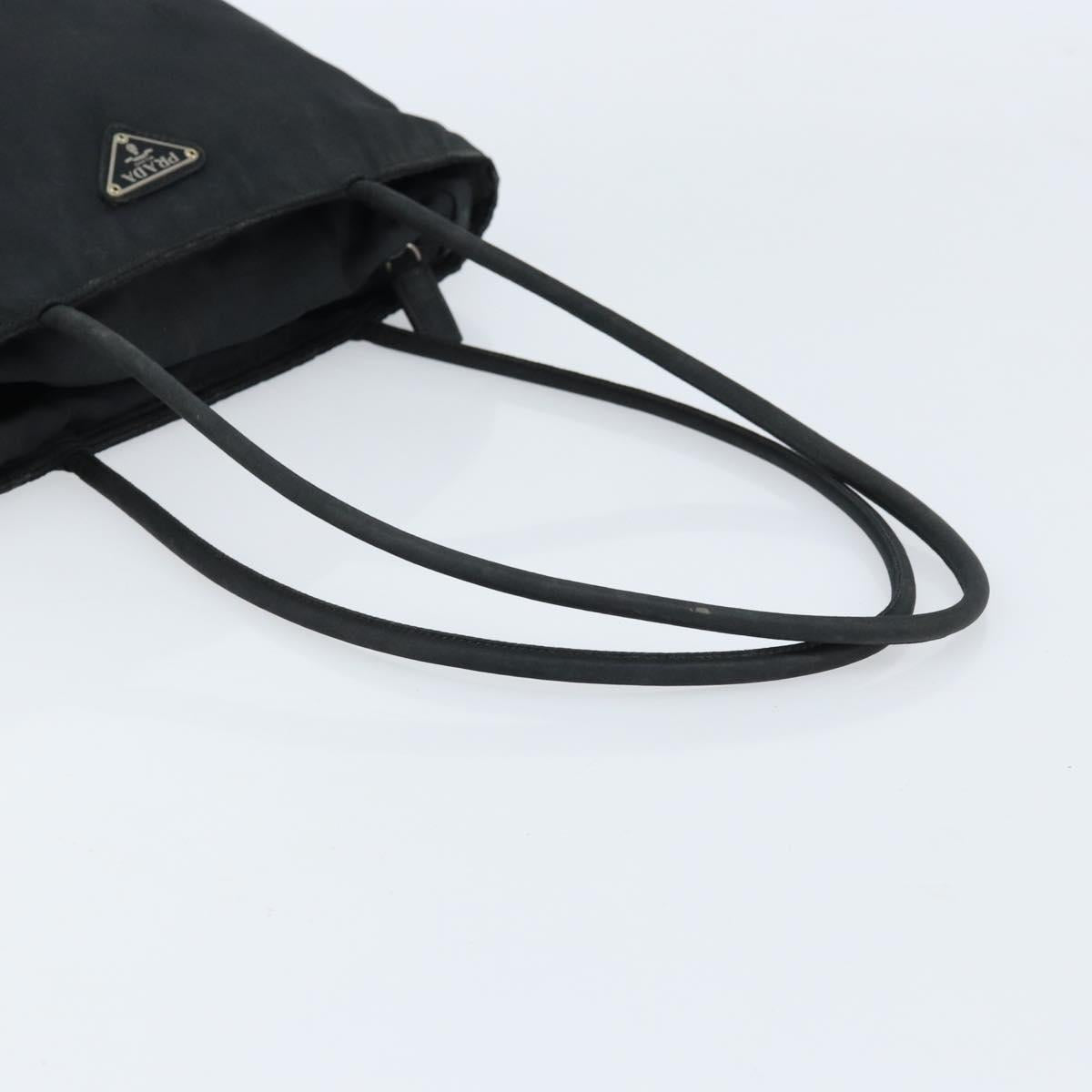 PRADA Tote Bag Nylon Black Silver Auth bs32768