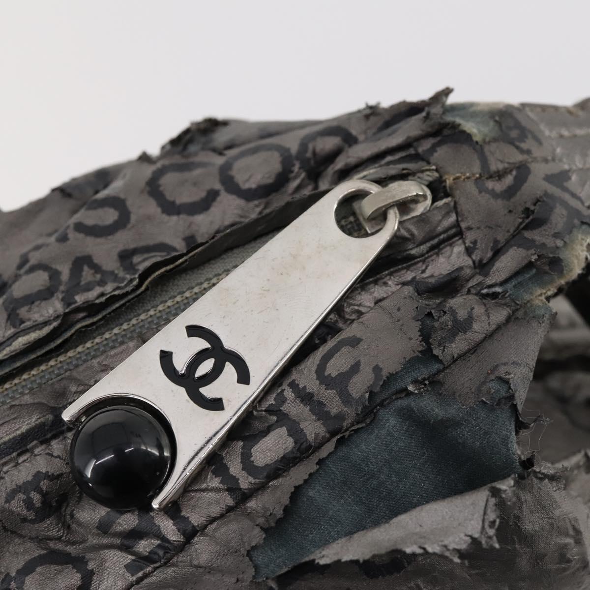CHANEL Unlimited Shoulder Bag Coated Canvas Silver CC Auth bs32772