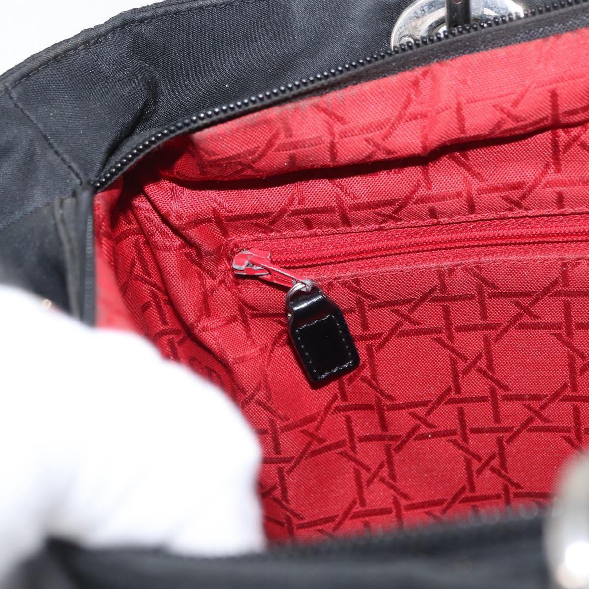 Christian Dior Canage Hand Bag Nylon Black Silver Auth bs32773