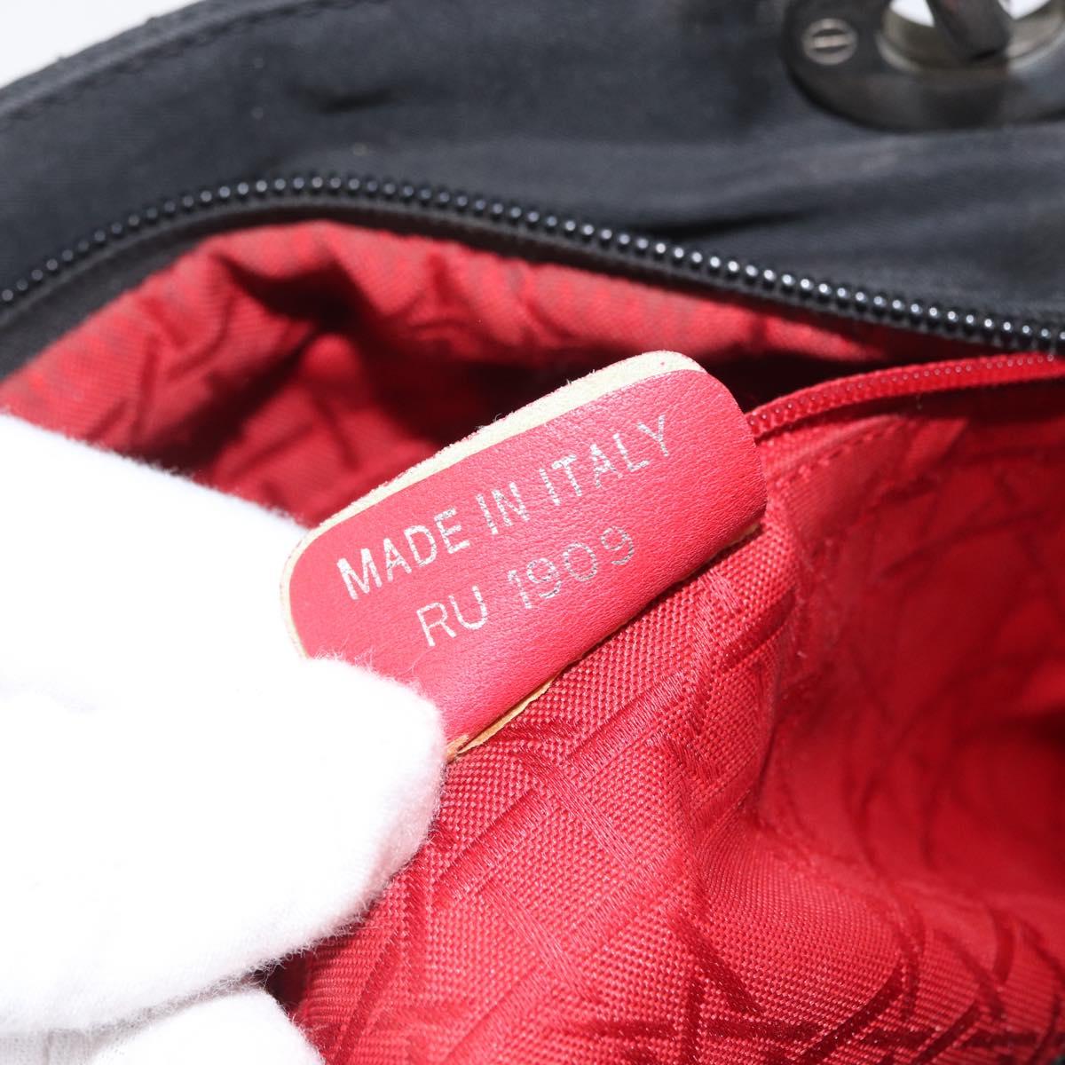 Christian Dior Canage Hand Bag Nylon Black Silver Auth bs32773