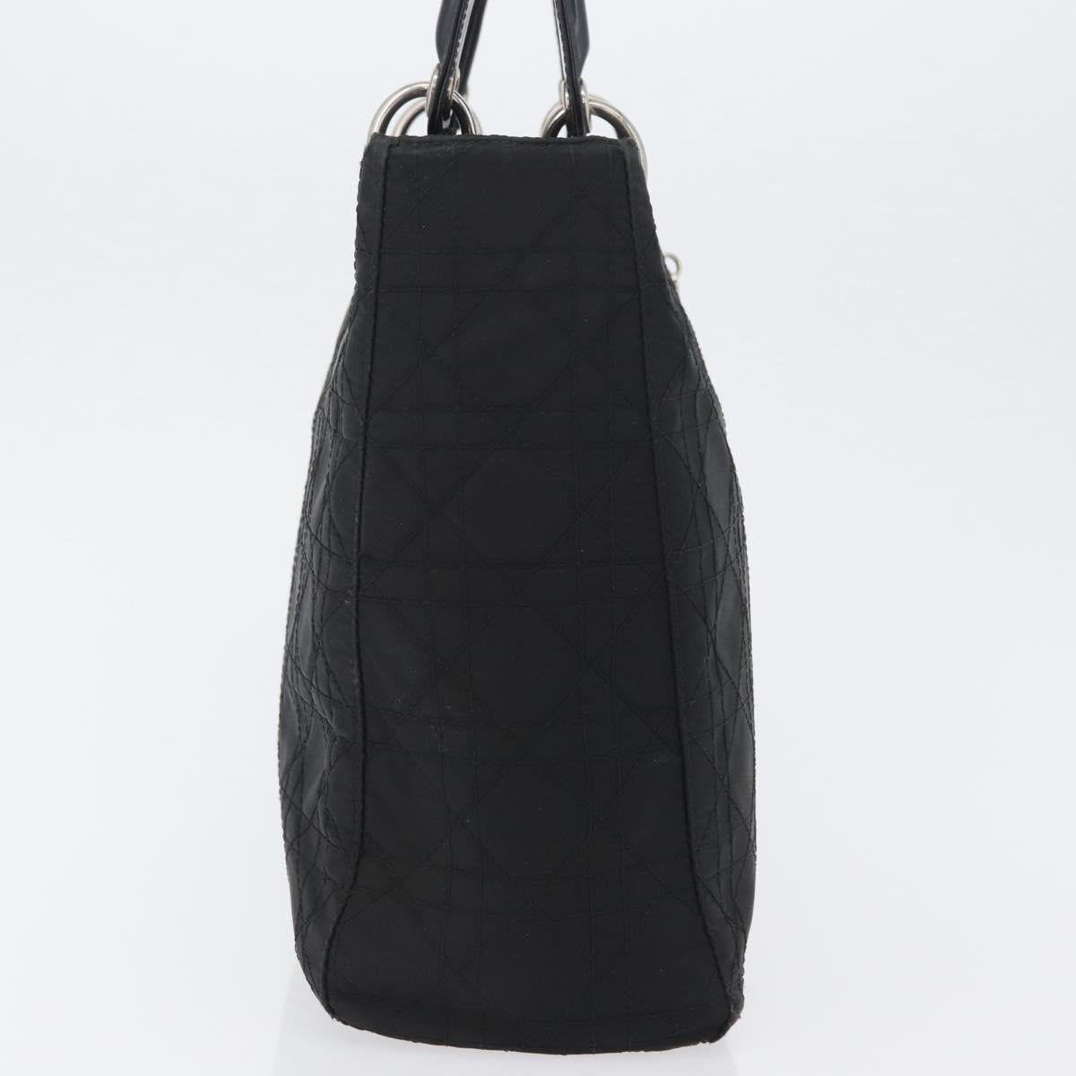 Christian Dior Canage Hand Bag Nylon Black Silver Auth bs32773