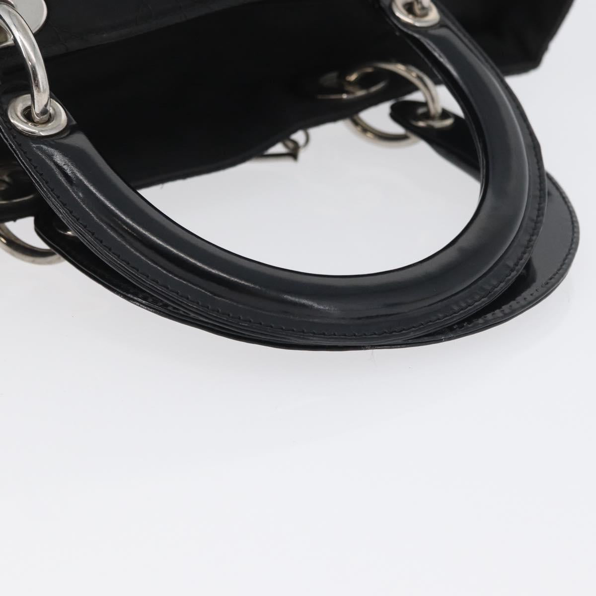 Christian Dior Canage Hand Bag Nylon Black Silver Auth bs32773