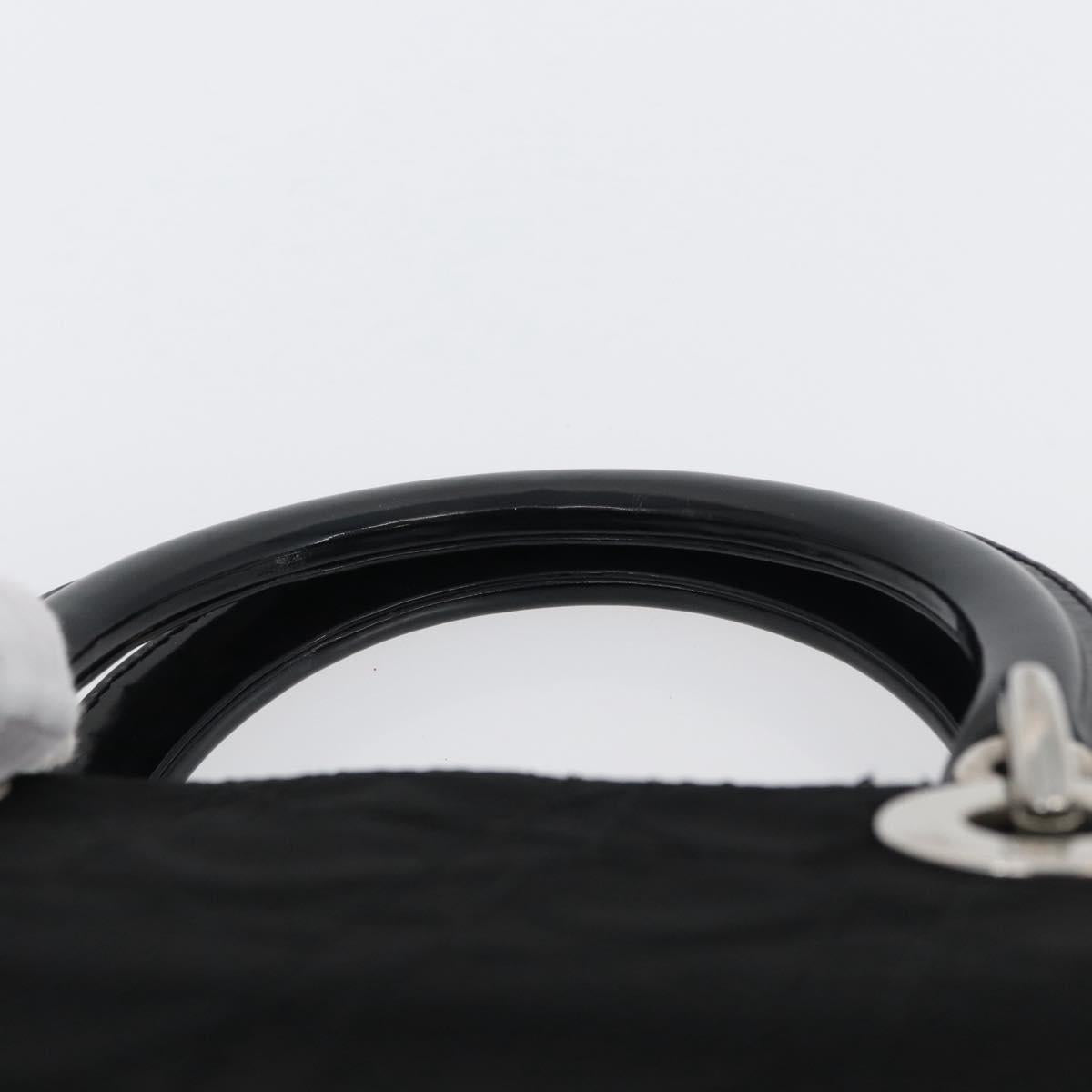 Christian Dior Canage Hand Bag Nylon Black Silver Auth bs32773