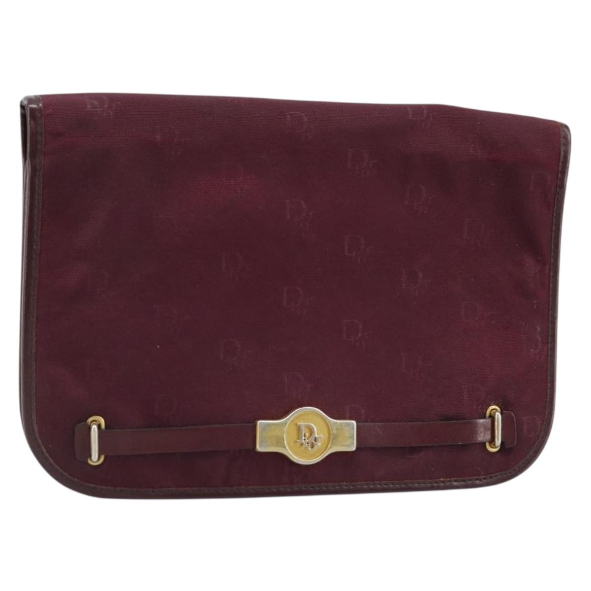 Christian Dior Pouch Canvas Red Gold Auth bs32775