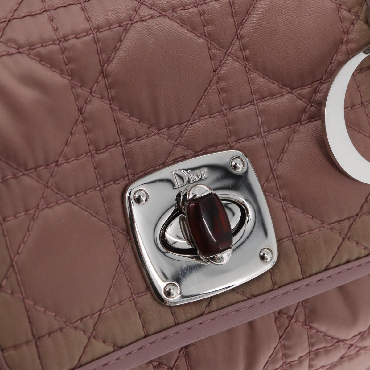 Christian Dior Canage Hand Bag Nylon Pink Silver Auth bs32778