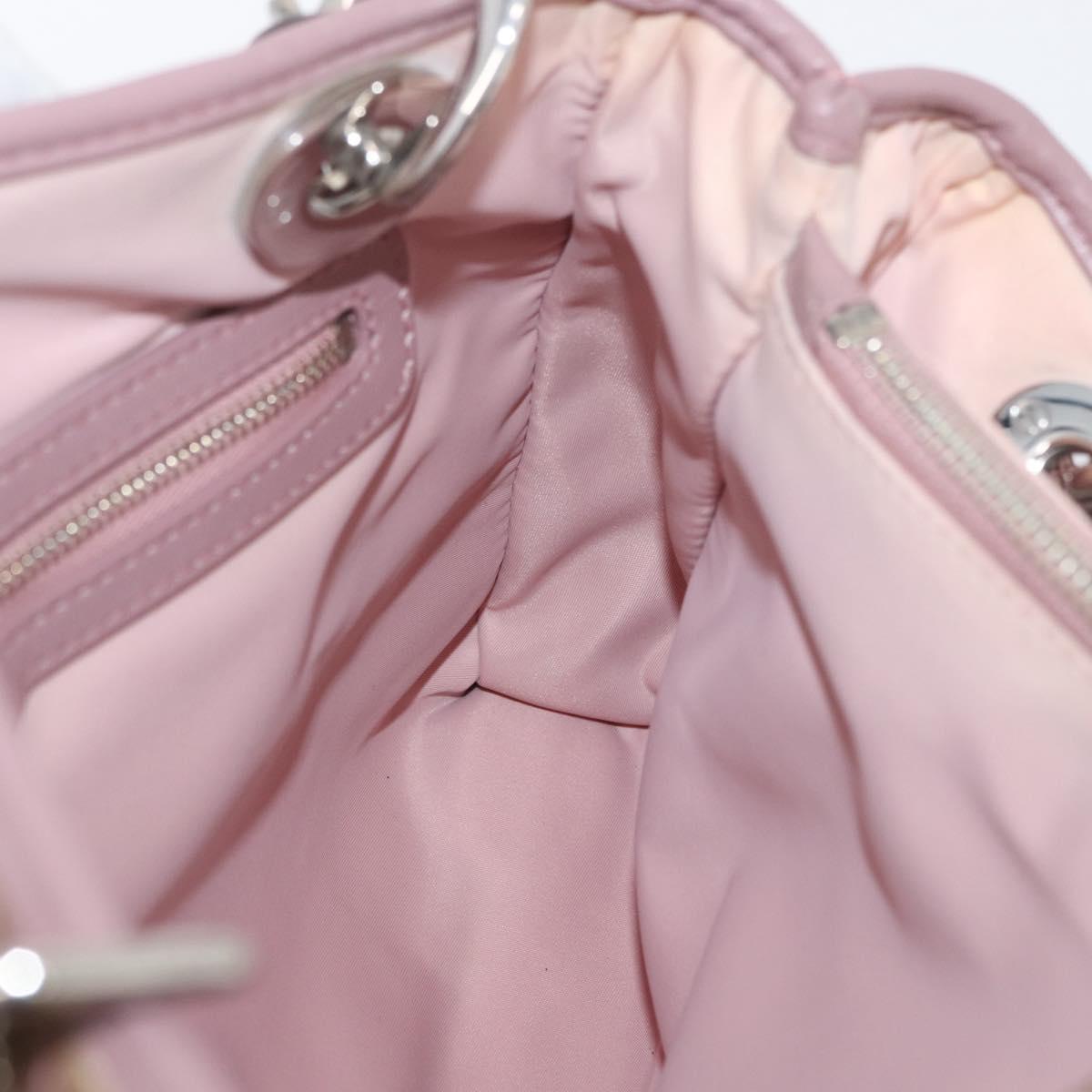 Christian Dior Canage Hand Bag Nylon Pink Silver Auth bs32778