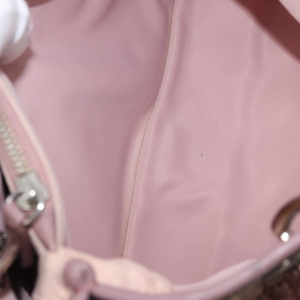 Christian Dior Canage Hand Bag Nylon Pink Silver Auth bs32778