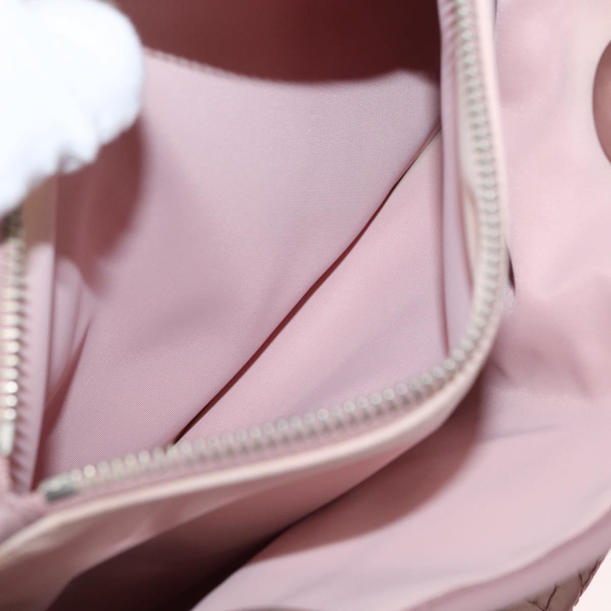 Christian Dior Canage Hand Bag Nylon Pink Silver Auth bs32778