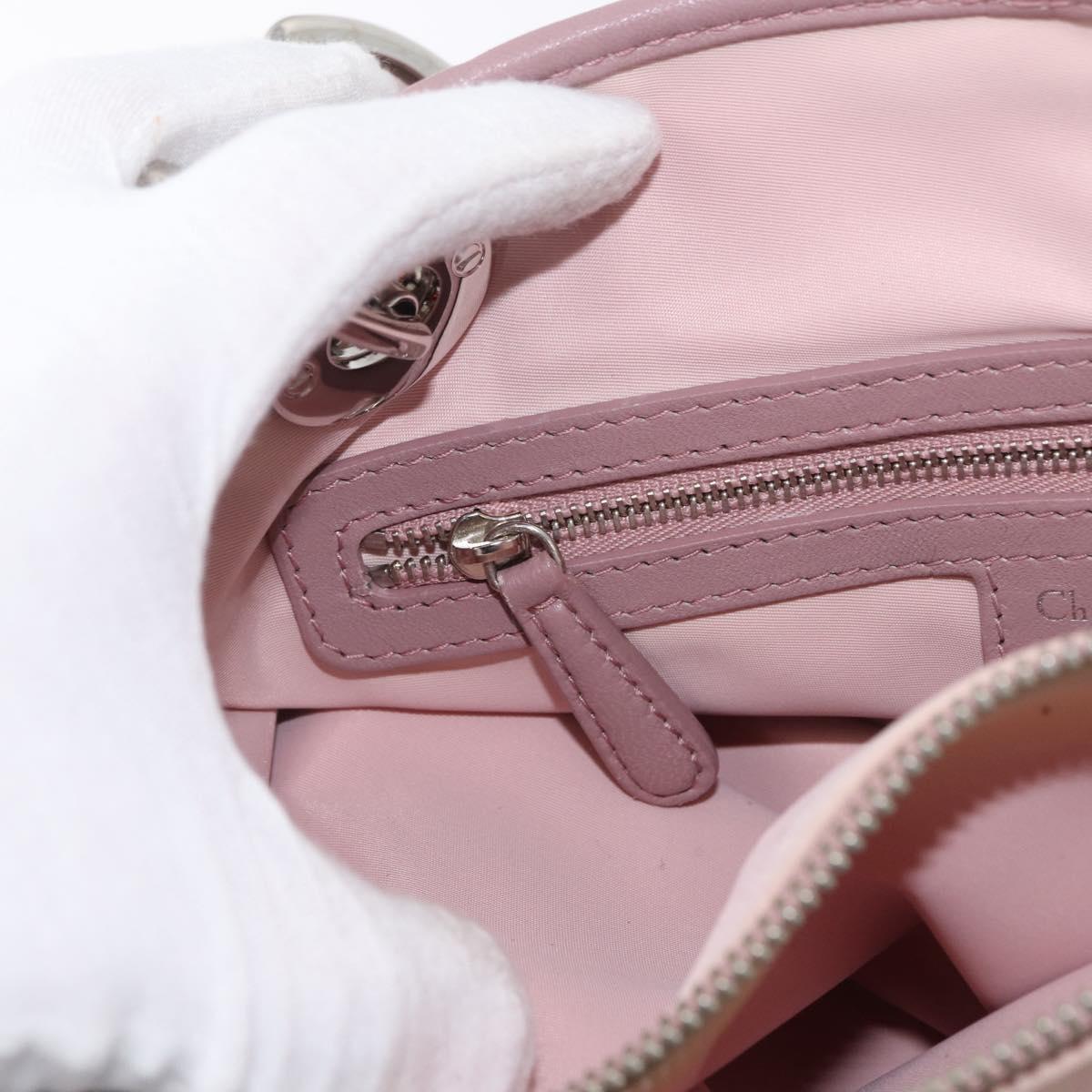 Christian Dior Canage Hand Bag Nylon Pink Silver Auth bs32778