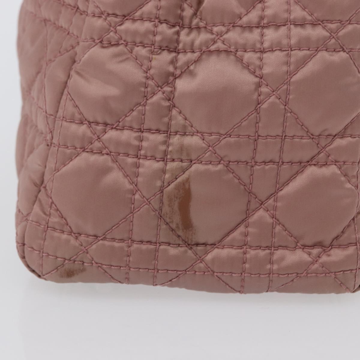 Christian Dior Canage Hand Bag Nylon Pink Silver Auth bs32778