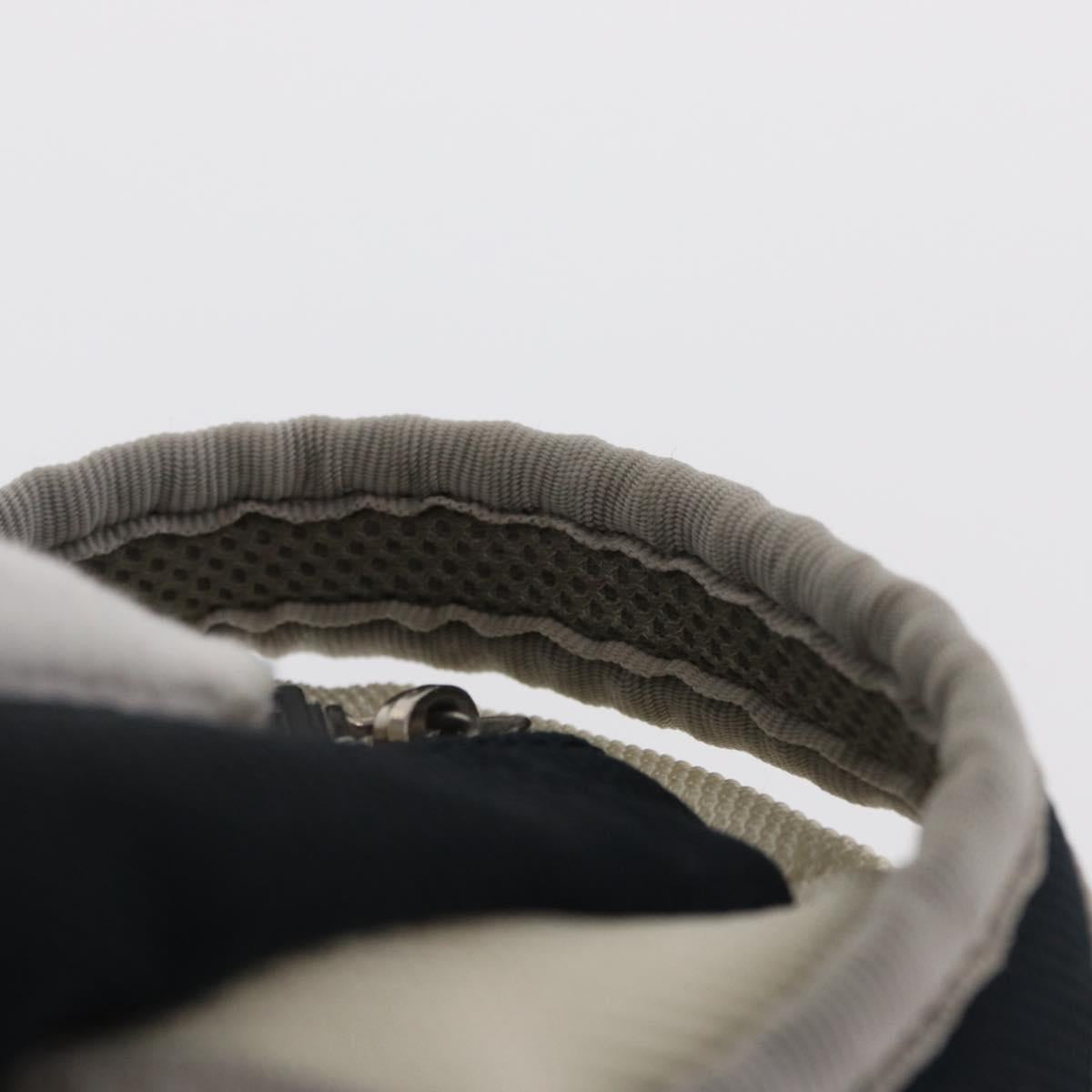 CHANEL Accessory Pouch Nylon White Silver Auth bs32779