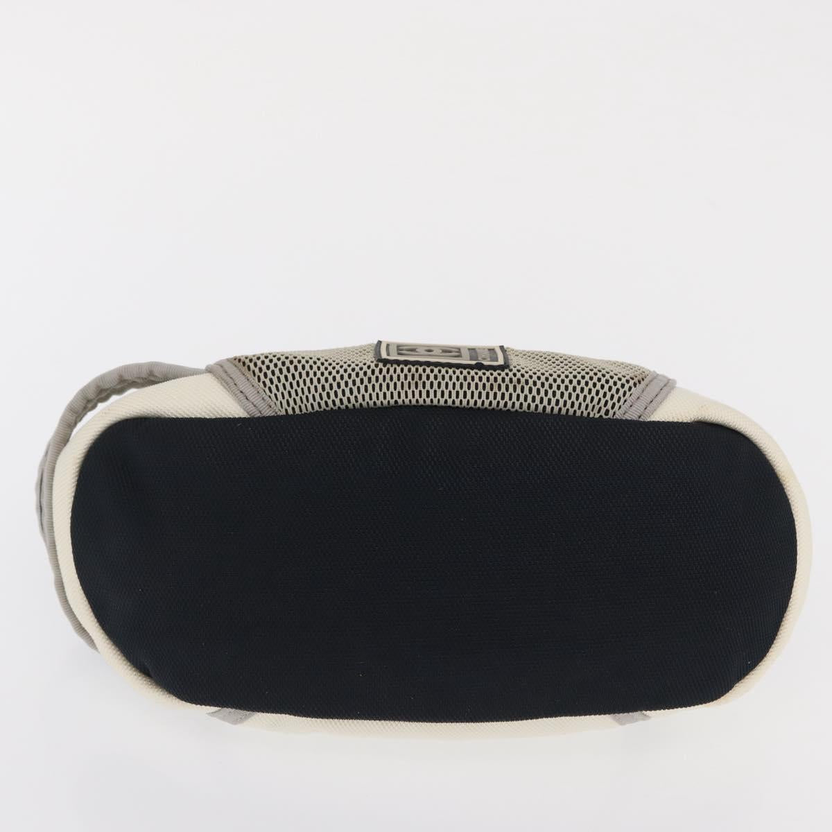 CHANEL Accessory Pouch Nylon White Silver Auth bs32779