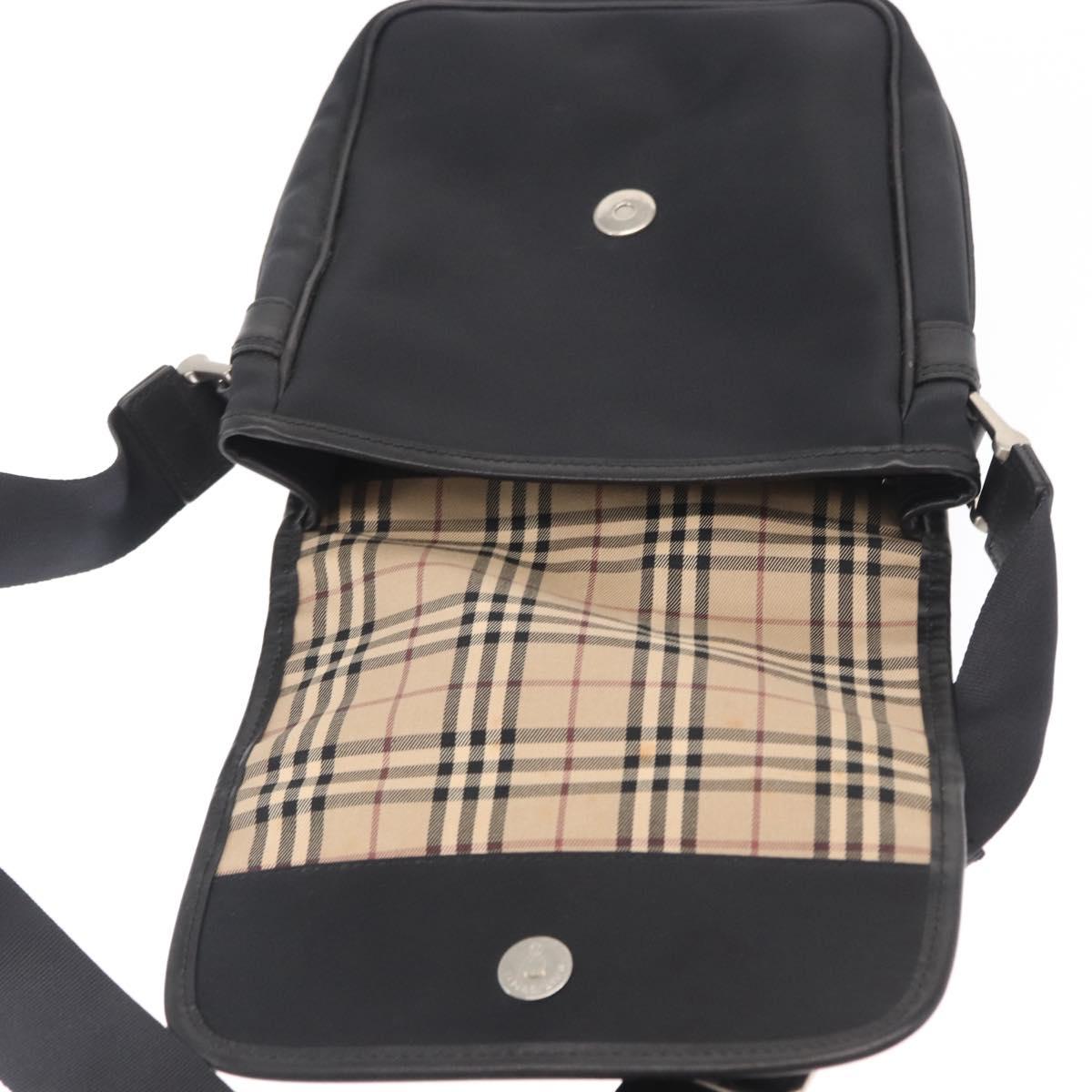 BURBERRY Shoulder Bag Nylon Black Silver Auth bs32780