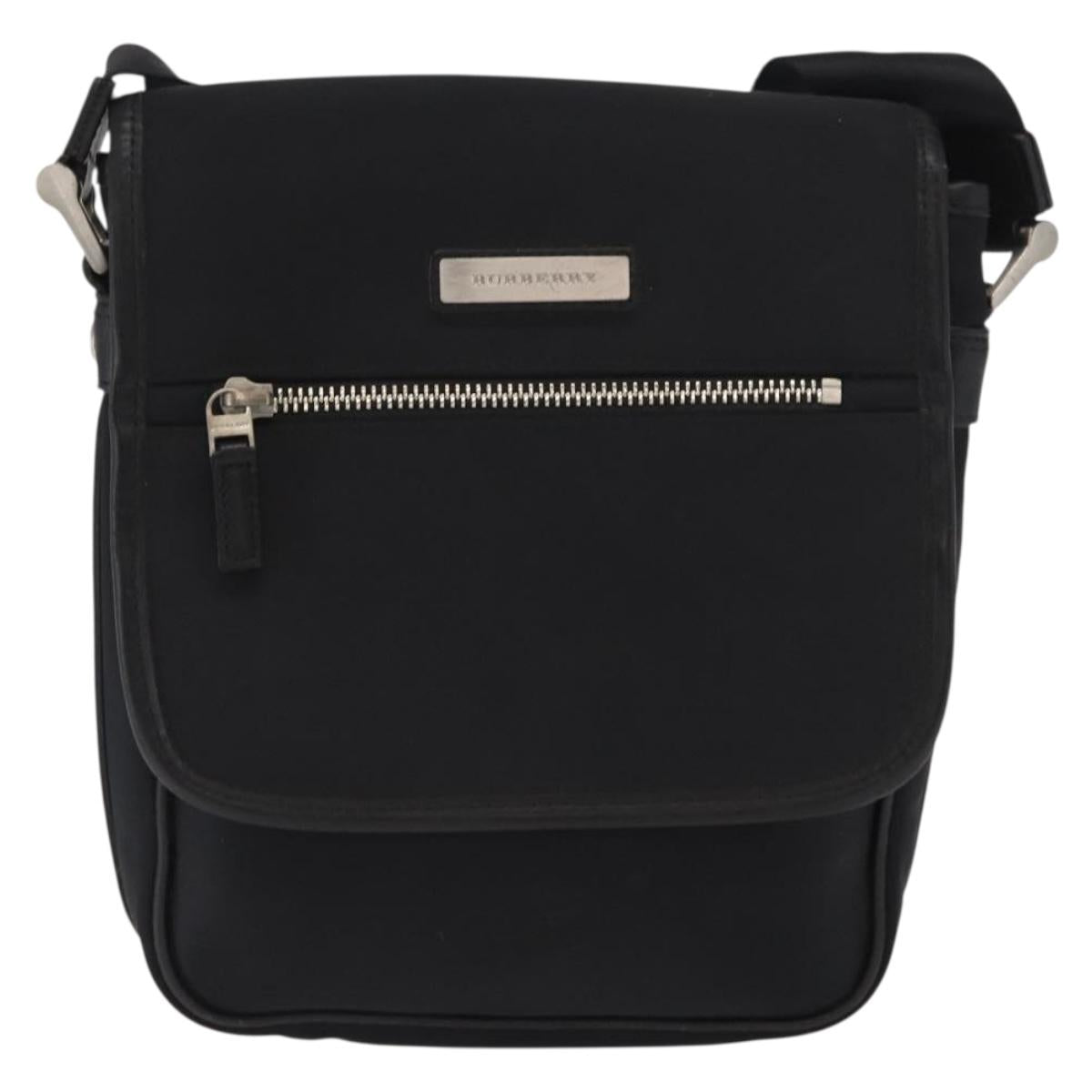 BURBERRY Shoulder Bag Nylon Black Silver Auth bs32780