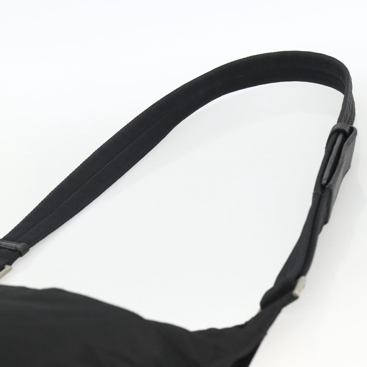 PRADA Shoulder Bag Nylon Black Silver Auth bs32787