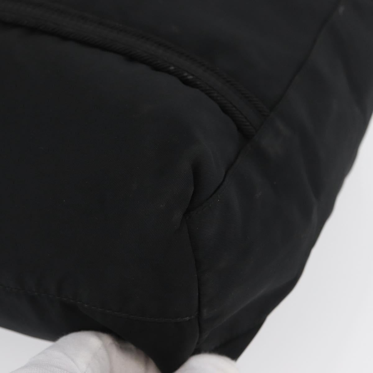 PRADA Tote Bag Nylon Black Silver Auth bs32788