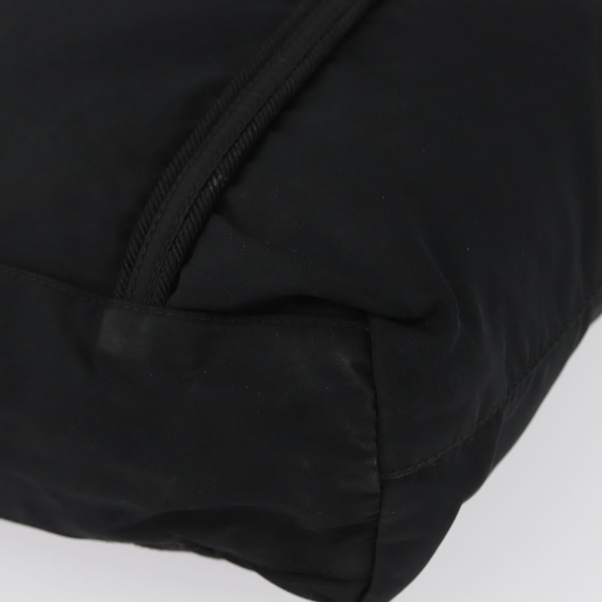 PRADA Tote Bag Nylon Black Silver Auth bs32788