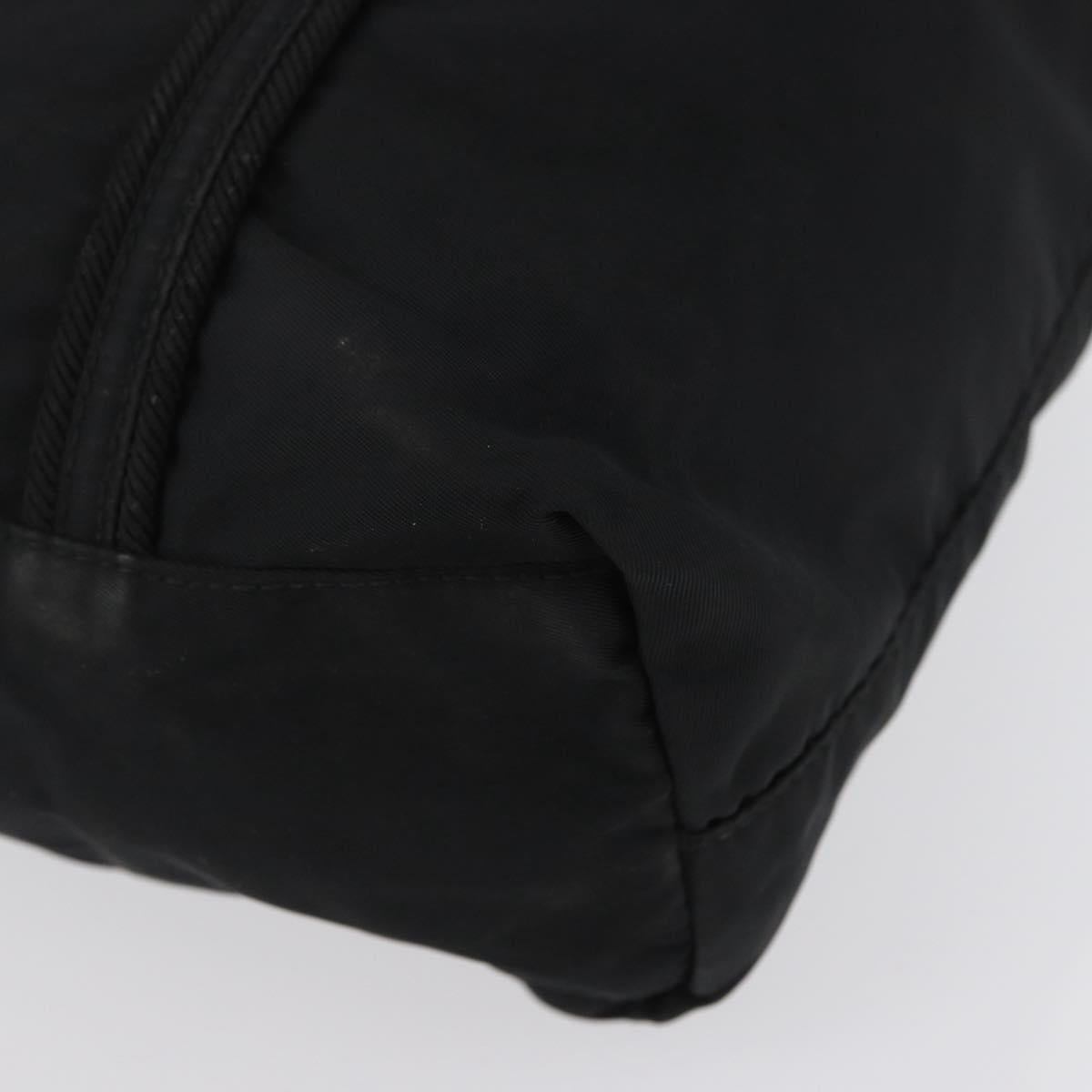 PRADA Tote Bag Nylon Black Silver Auth bs32788