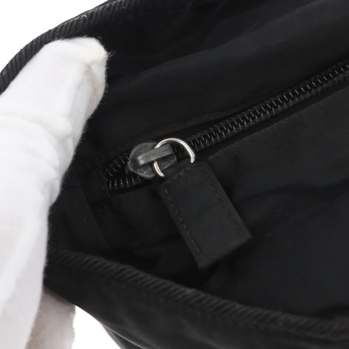 PRADA Tote Bag Nylon Black Silver Auth bs32788