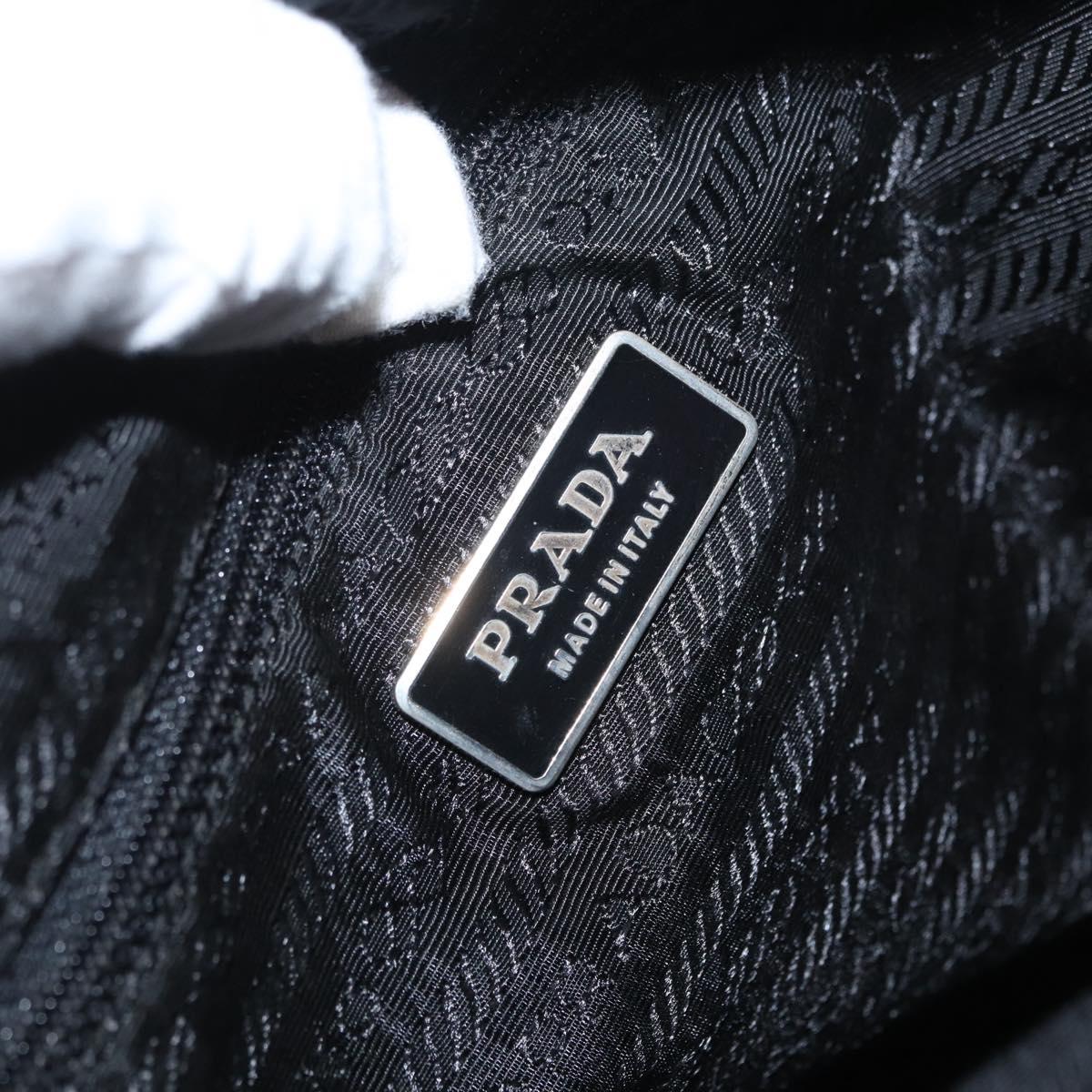 PRADA Tote Bag Nylon Black Silver Auth bs32788