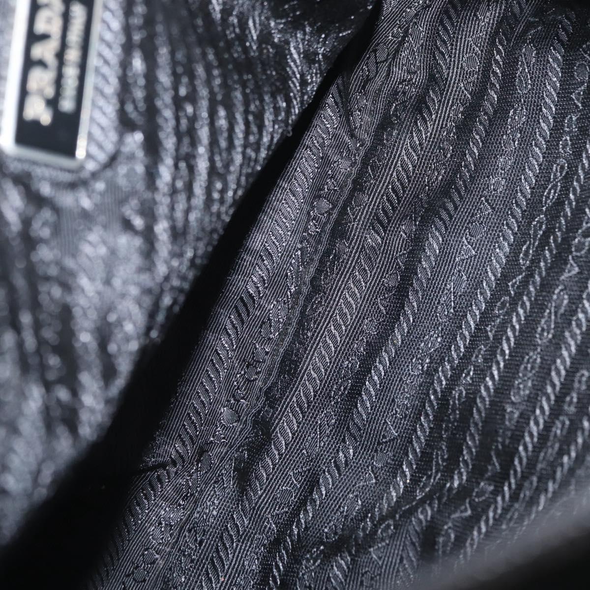 PRADA Tote Bag Nylon Black Silver Auth bs32788