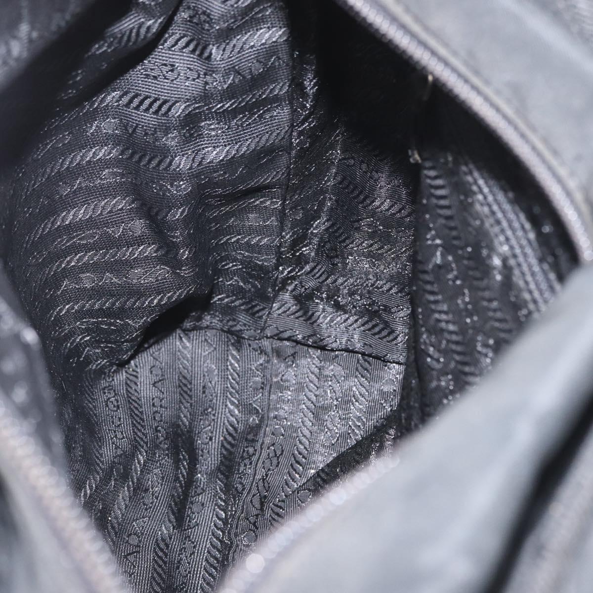 PRADA Tote Bag Nylon Black Silver Auth bs32788