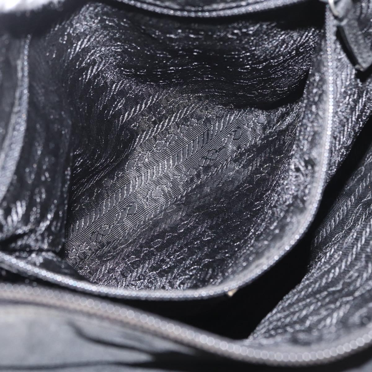 PRADA Tote Bag Nylon Black Silver Auth bs32788