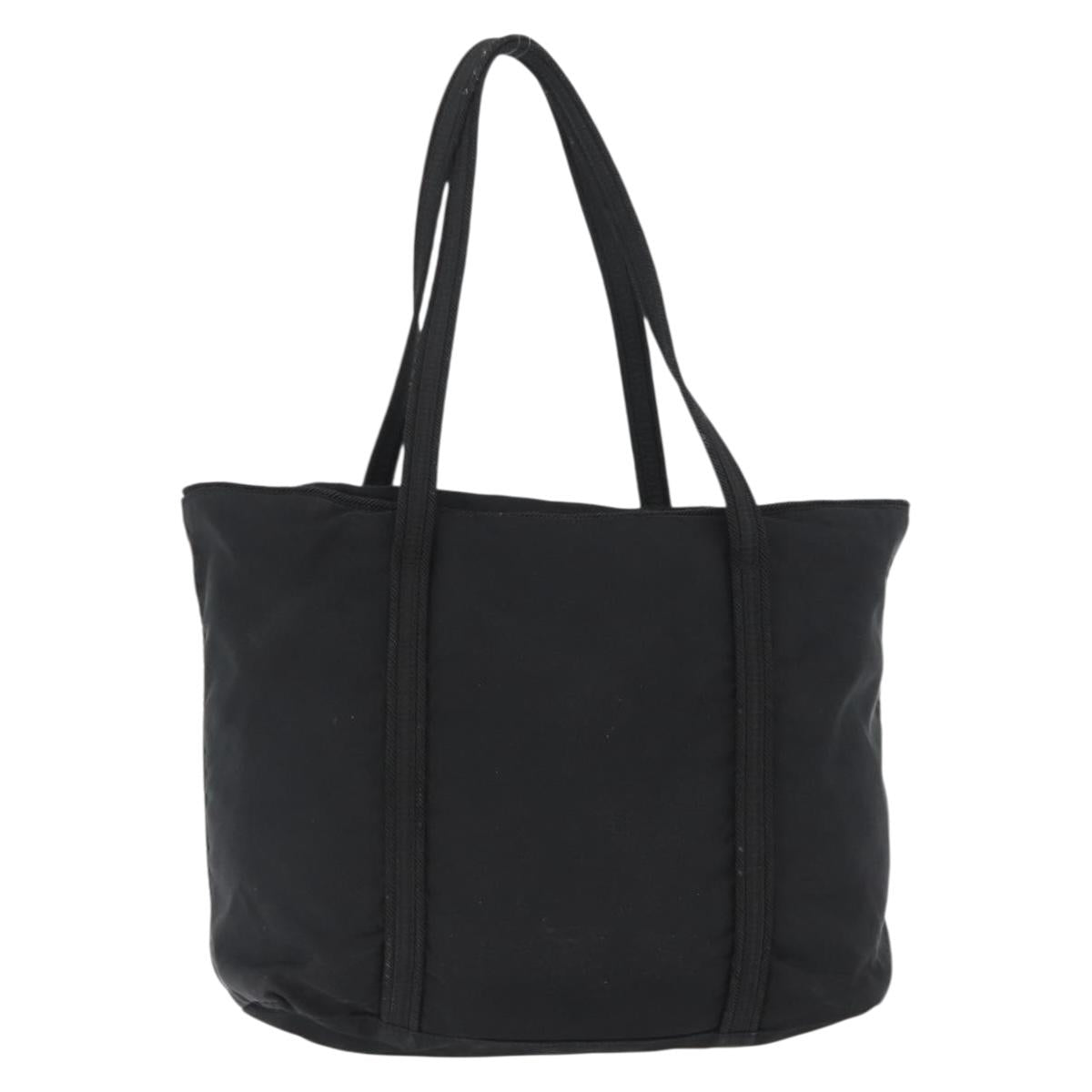 PRADA Tote Bag Nylon Black Silver Auth bs32788