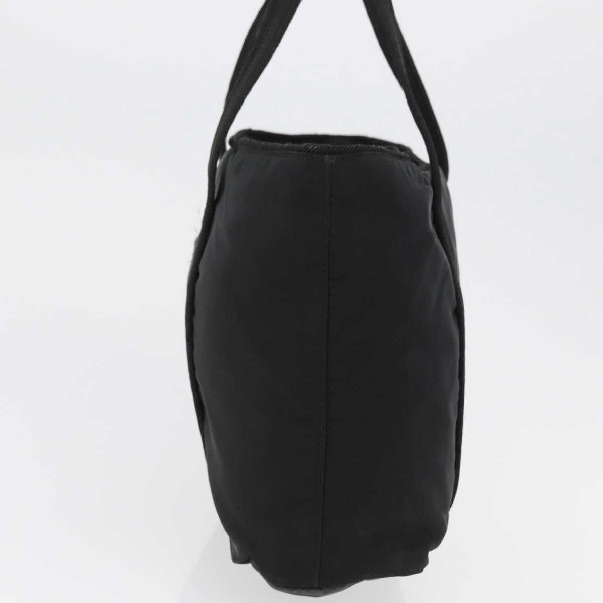 PRADA Tote Bag Nylon Black Silver Auth bs32788