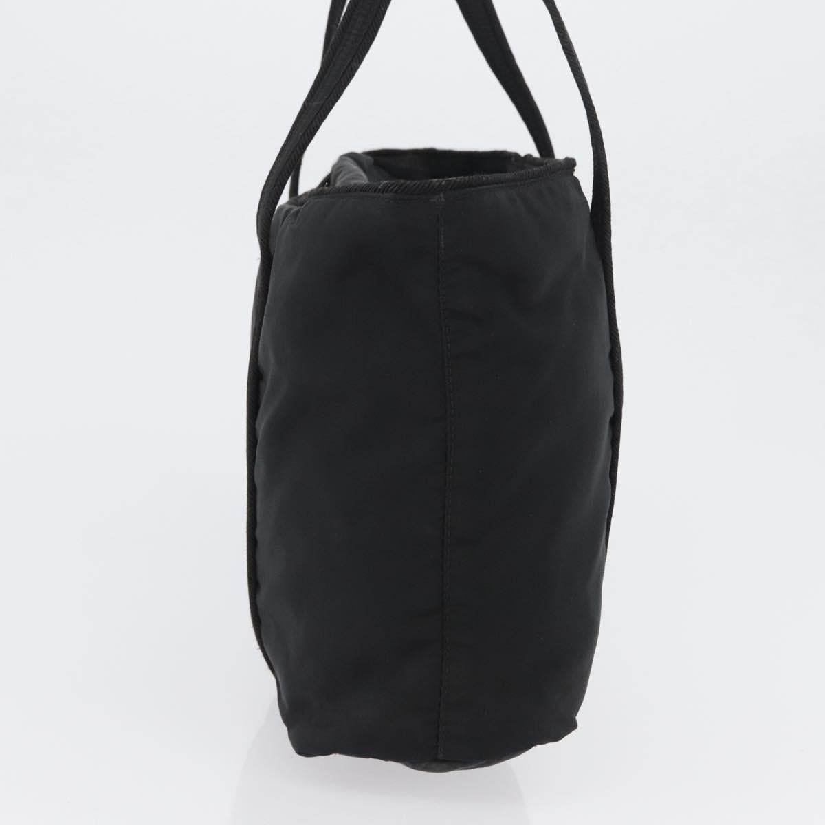 PRADA Tote Bag Nylon Black Silver Auth bs32788