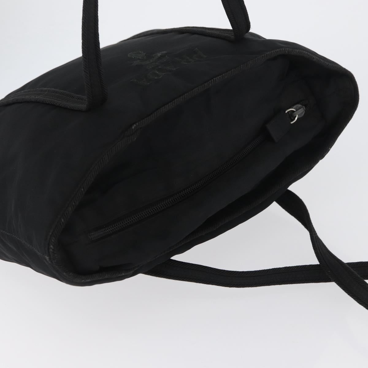PRADA Tote Bag Nylon Black Silver Auth bs32788
