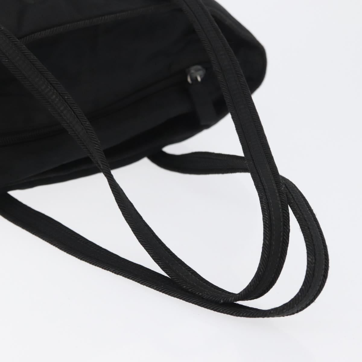 PRADA Tote Bag Nylon Black Silver Auth bs32788