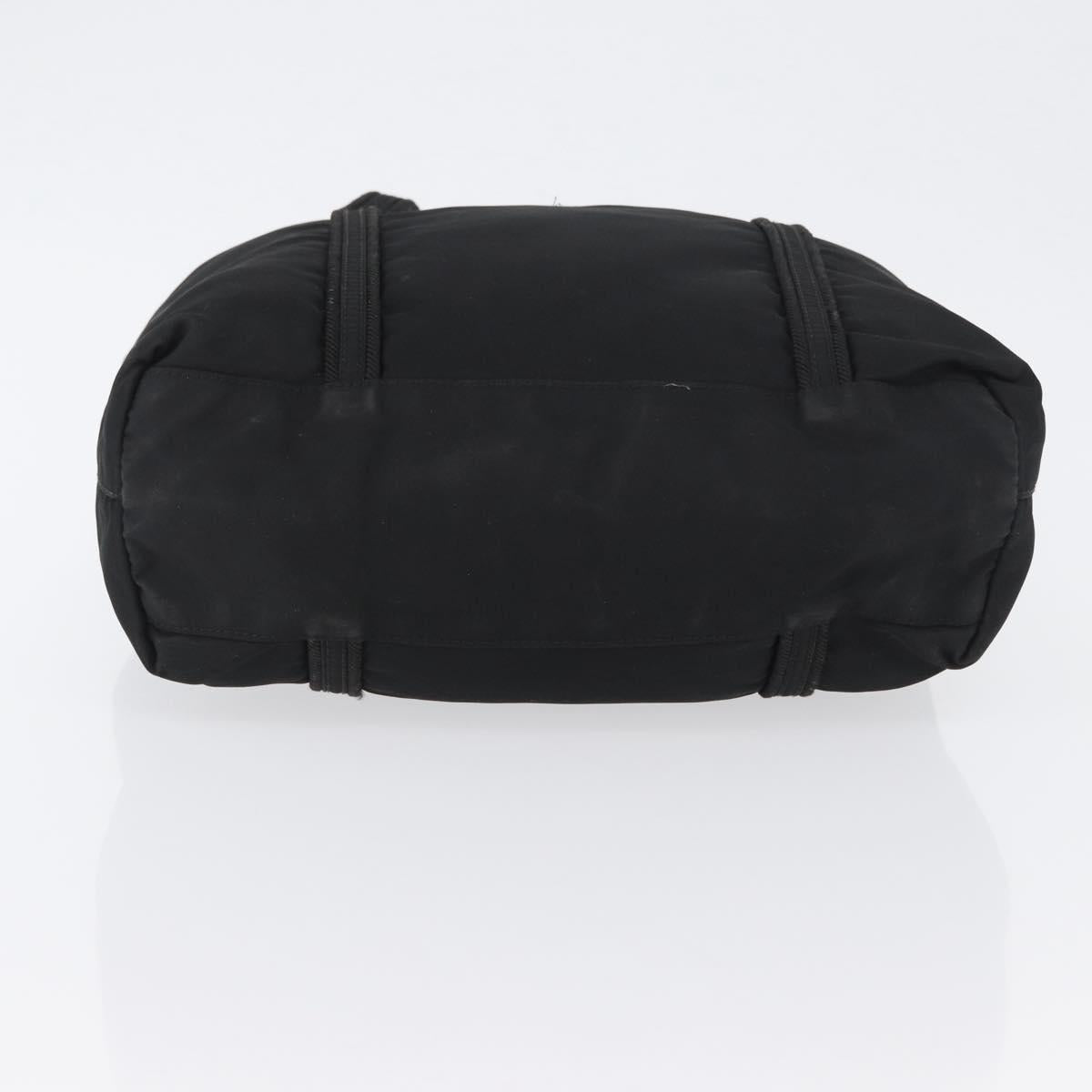 PRADA Tote Bag Nylon Black Silver Auth bs32788