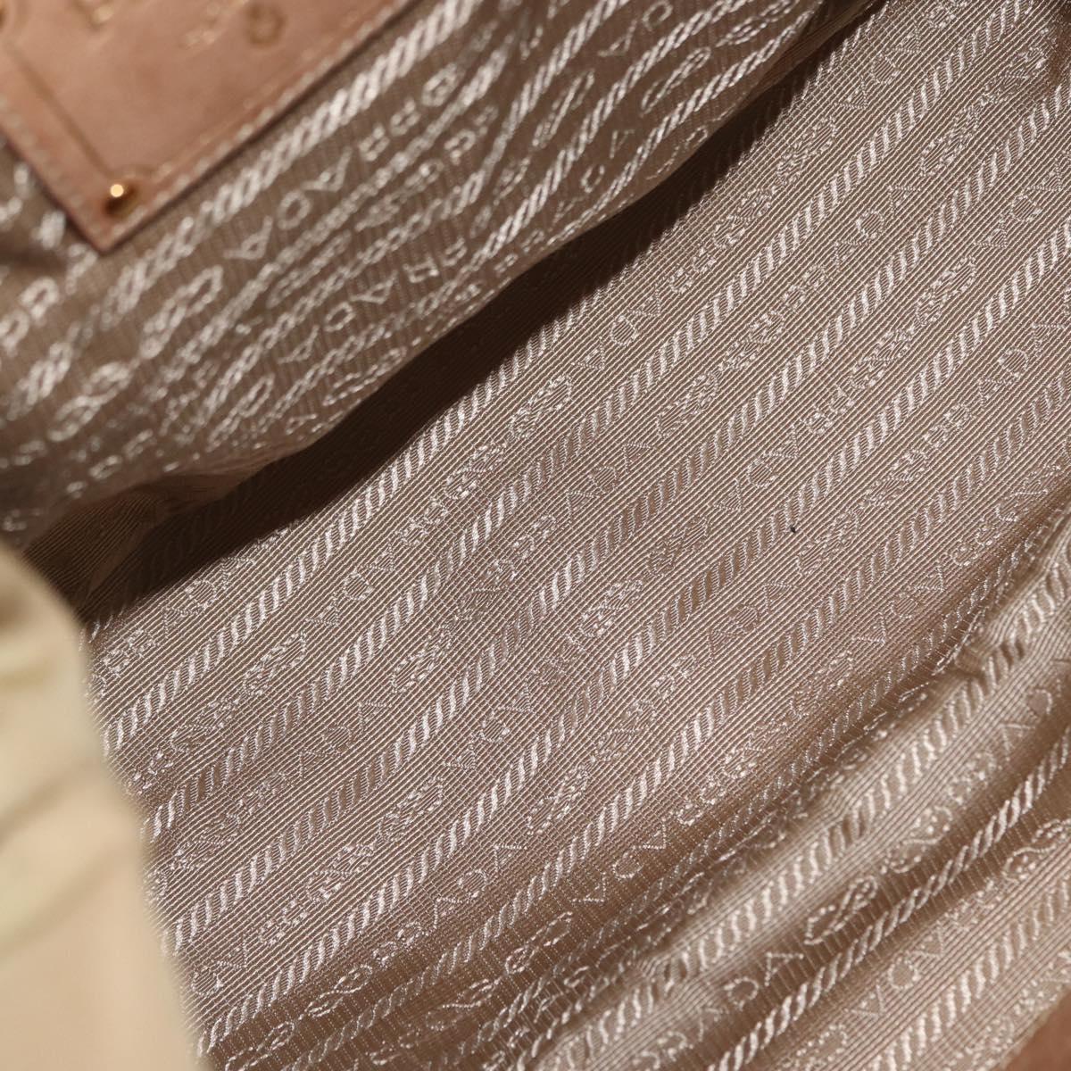 PRADA Tote Bag Nylon Beige Gold Auth bs32789