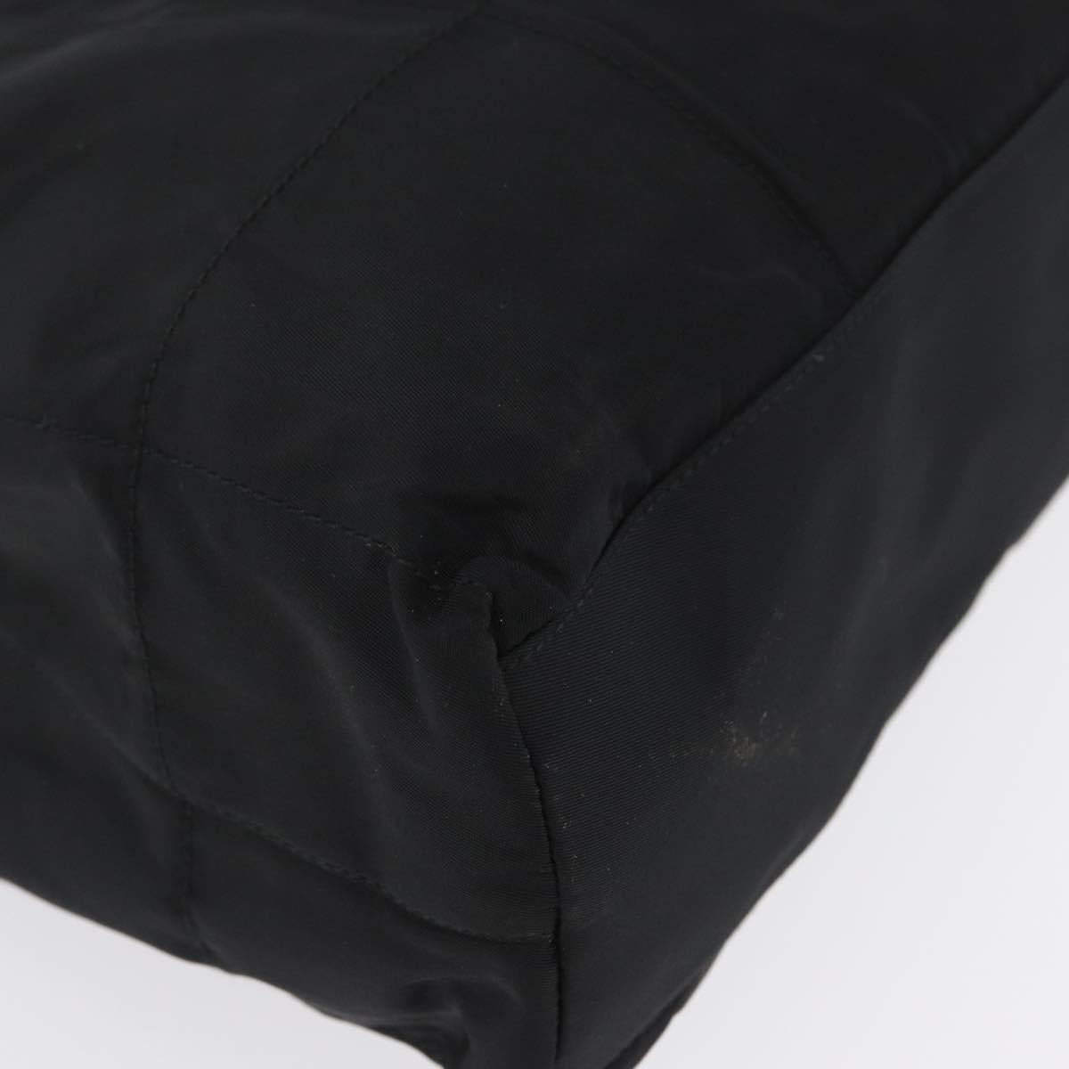 PRADA Tote Bag Nylon Black Silver Auth bs32790