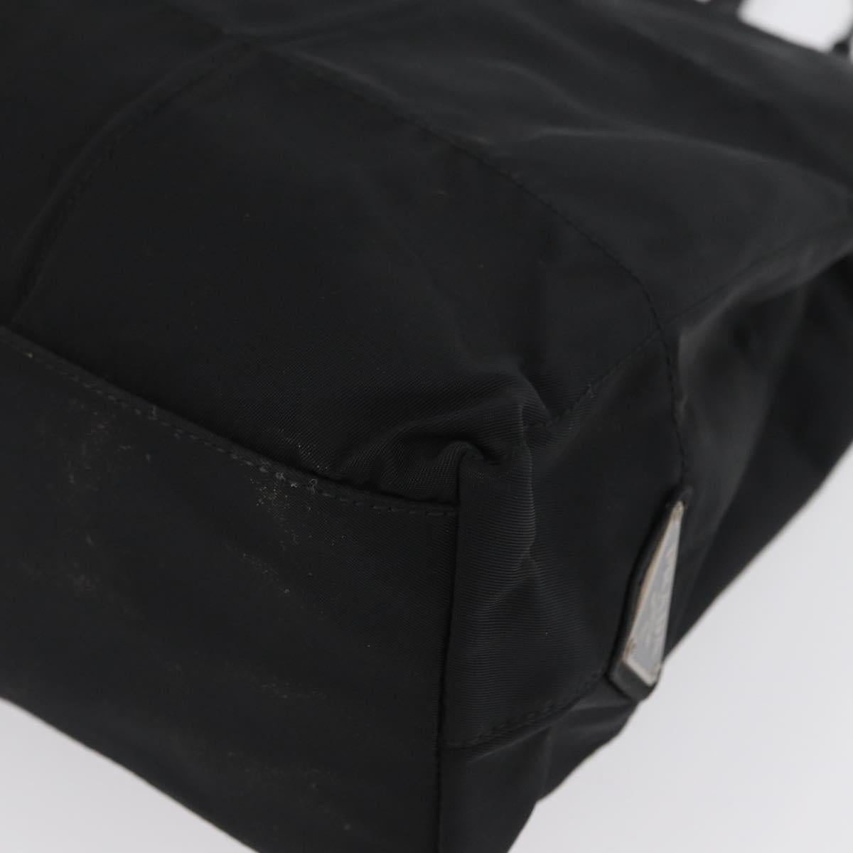 PRADA Tote Bag Nylon Black Silver Auth bs32790