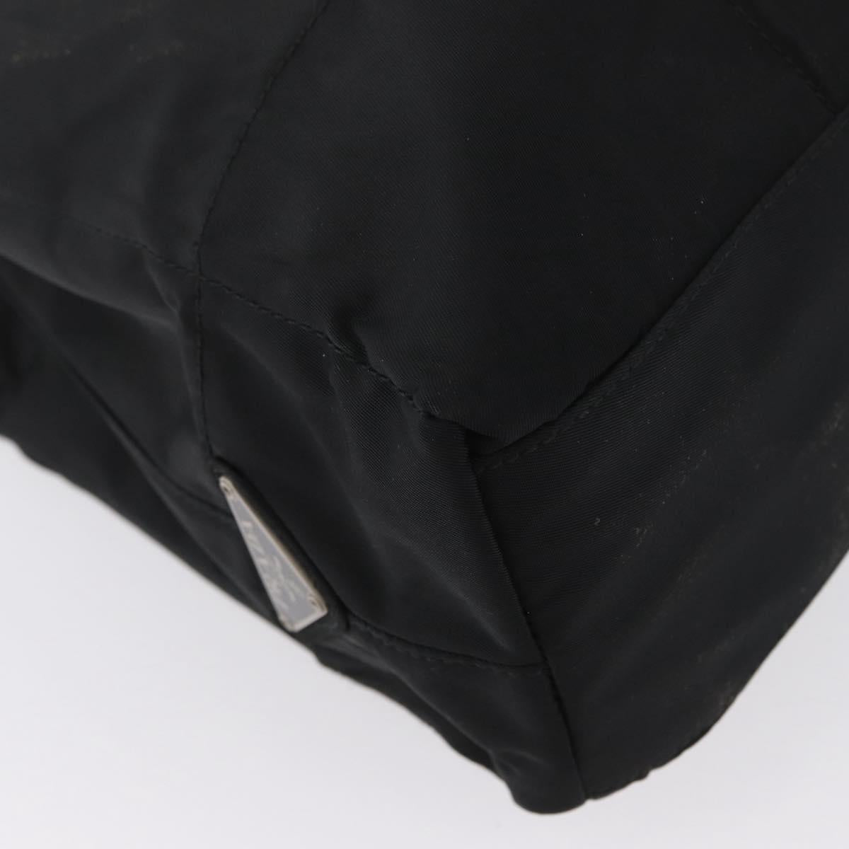 PRADA Tote Bag Nylon Black Silver Auth bs32790